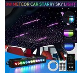 Jelivey Colorido Meteor 9W 12Holes Car Starry Sky Light RGBW Luces de fibra óptica Estrella fugaz de techo Lámpara LED Amosphere Enchufe de la UE 2...