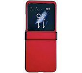Funda de teléfono con textura de cuero para Motorola Razr 40 Ultra Rojo