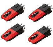 Tocadiscos de 4 piezas de reemplazo de agujas de lápiz óptico para LP Crosley Ion Jensen 1Byone Tocadiscos de fonógrafo rojo negro