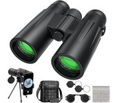 12 x 42 Prismáticos para adultos con trípode, prismáticos compactos impermeables para la observación de aves, senderismo