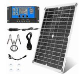 Kit de conjunto de paneles solares de 12v / 24v cargador de clip de batería + controlador de 40a para coche rv caravana -JA