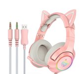 Onikuma K9 3.5mm Auriculares para juegos con cable Auriculares extraíbles Cat Ears Auriculares con cancelación de ruido Auriculares de deportes ele...