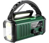 Radio de manivela de emergencia de energía solar, radio meteorológica AM FM, SOS, 3 modos, lámpara de lectura como se muestra