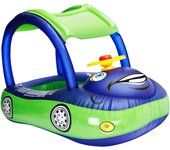 2025, flotador de piscina inflable para bebés con dosel, bote flotante de natación para bebés en forma de automóvil con sombrilla asiento seguro pa...