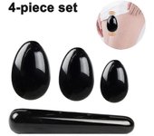 4 piezas de huevo de piedra de jade natural huevos de yoni de huevos de jade perforados Negro