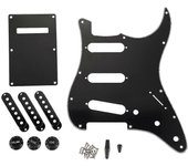Set Of 3 Ply Black 11 Hole Sss Guitar Pickguard Strat Back Plate Pickup Covers Knobs Guitarra Tips negro