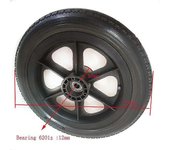 Rueda de silla de ruedas de 12 pulgadas 12 1 / 2x2 1 / 4 Pu Rueda libre de inflado de neumáticos Rueda manual Silla de ruedas Rueda trasera Black