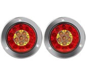 2pcs Rojo / ámbar 16 Led 4 pulgadas señal luces traseras impermeables 12-24v