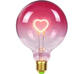 Mintian Bombilla Led Globo Grande Bombilla Edison G125 Filamento de Corazón de Color Rosa 2W Bombilla Decorativa Especializada Regulable 220-240V E27