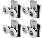 4 piezas de ruedas de puerta de ducha Rodillos de puerta de ducha de 23 mm Rueda doble de aleación de zinc de alta resistencia para Sli-dwdz plano ...