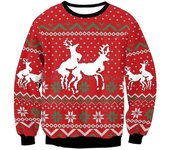 Hombres Mujeres Divertido feo Suéteres navideños Jerséis Tops 3d Novedad impresa Otoño Invierno Ropa festiva Sudadera de Navidad SWYS084 XL