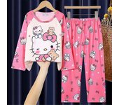 Regalos Sanrio Conjunto de pijamas estampados Tops de manga larga Pantalones Ropa de dormir Ropa de dormir Ropa de estar por casa 4-12 años Niños N...