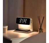 Reloj despertador con carga inalámbrica y luces Estación de carga de reloj despertador digital regulable para cama Blanco