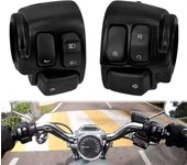 1" 25mm Manillar Switch Control con Mazo de Cableado para Harley Sportster Dyna Softail Touring Negro 1 Par