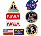 Logotipo de la misión militar del transbordador espacial 100 de la NASA Parches de hierro 8 paquete para ropa