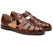 Sandalias deportivas para hombre Bebetter Sandalia de cuero hecha a mano al aire libre con punta cerrada Rojo marrón 43