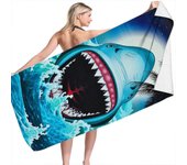 Toalla de playa Shark para niños Toalla de baño Shark Print 31 "x 63" Toalla de piscina Toalla de algodón de felpa súper suave para Shark Lovers To...