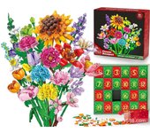 unbrand Calendario de Adviento de Ramo de Flores 2024,Conjuntos de construcción de ramos de flores,24 Calendario de Adviento de flores artificiales...