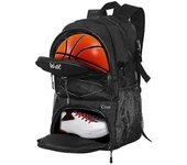 Mochila de baloncesto Bolsa deportiva grande con soporte de pelota separado y compartimento para zapatos, lo mejor para baloncesto, fútbol, voll NEGRO