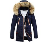 Chaqueta de invierno cálida para hombre con capucha azul l