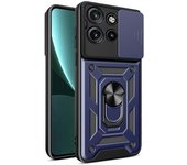 Para funda Motorola Edge 50 Neo 5G con tapa de cámara deslizante PC+TPU Kickstand Phone Cover - Azul Multicolor Blue