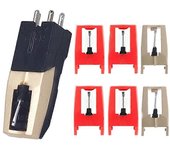 Aguja de tocadiscos, 1 PC Tocadiscos para estuche con 6 bolígrafos Diamond Stylus de repuesto para Crosley, ION, para LP, Phono