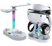 Para PS VR2 Base de carga magnética de doble controlador con luz indicadora RGB