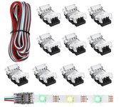11 piezas de conectores de tira de LED sintonizables de 3 pines Conectores de tira de luz LED de 10 mm Terminal de conector de tira de LED para WS2...