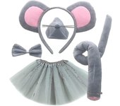 Conjunto de disfraces de ratón rata para niños Fiesta de Halloween Cosplay Tutú Diadema Guantes de cola Fiesta de cumpleaños para niños F estilo 1