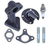 Bluezoo Silenciador de escape, colector y deflector compatibles, compatibles con GX340, 13HP, 11HP compatibles: 18330 ZE2 W00, 18333 ZK6 Y00