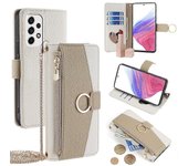 Para Samsung Galaxy A53 5G Case Wallet Crossbody Phone Bag con bolsillo con cremallera Blanco