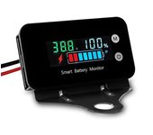 Monitor de batería a prueba de agua IPX7 con soporte 7-100V, Coche, Motocicleta, Carro de golf, Medidor de batería Zumbador A Negro
