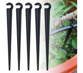 Augro 100 piezas de soporte de manguera de jardín de PE soporte de manguera de estaca de tierra soporte de manguera de agua de 7 mm gancho de estac...