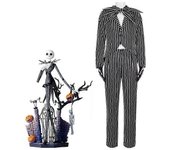 Adulto Hombre La Pesadilla Antes de Navidad Jack Skellington Disfraz de Cosplay Trajes de Carnaval Disfraz de Halloween M
