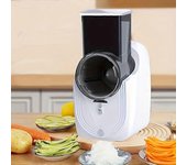 Rebanadora de mandolina eléctrica automática - Herramienta de cocina multifuncional con material ABS, 3 cuchillos de acero, corte ciclónico, 8 segu...