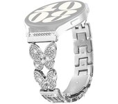 Para Xiaomi Watch S4 Sport Band Butterfly Rhinestones Decor Silver Alloy Metal Correa de reloj