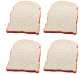 4 Pcs Home Dcor Rebanada de pan falsa Pan falso Simulación de pan tostado Pan Dos decoraciones de cumpleaños rápidas 14.5x11cm
