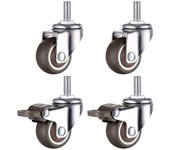 M8 Vástago roscado de goma de servicio pesado Giratorio Caster para carro de mano, mesas de trabajo, ruedas de muebles, 1,5 pulgadas, diámetro de l...