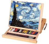 Caballete de mesa de arte, caballete de madera plegable ajustable, caballete de artista multipropósito, caja de caballete portátil de mesa con cajó...