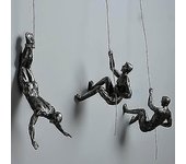 3x Bronce Escalada Abseiling Hombres Trío Colgante Ornamento Figuras Escalada Hombres Colgantes Figurilla Colgante De Rápel Adornos Negro antiguo a...