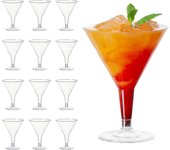 12 vasos de martini de plástico premium para cócteles y postres, 210 ml - Resistentes, elegantes y reutilizables - Bodas, cumpleaños, Navidad, fies...