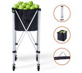 Succebuy Tolva de pelota de tenis plegable, tiene capacidad para 150 pelotas de tenis, carro de canasta de pelota de tenis de aleación de aluminio ...