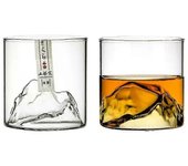 Grandes montañas 3D Whisky japonés Vidrio anticuado Rock Madera Caja de regalo Vodka Vino 2 Piezas de Vidrio 200ml