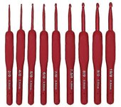 Tulip Etimo Aguja de ganchillo roja con agarre cómodo Punta de gancho lisa Agarre fácil 15 Tallas (3.5) 1 paquete 4.5mm
