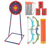 Succebuy Juego de arco y flecha para niños, paquete de 2 LED con luz de tiro con arco con 20 flechas de ventosa, para niños y niñas 6 7 8 9 10+ años