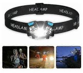 Linterna frontal LED de 5000 lúmenes, faro frontal recargable USB con sensor de movimiento impermeable, 5 modos de luz, diadema ajustable y base de...