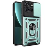 Para funda Motorola Edge 50 Neo 5G con tapa de cámara deslizante PC+TPU Kickstand Funda para teléfono - Verde Multicolor Green