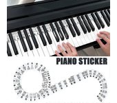 Etiquetas reutilizables de silicona para notas de teclado de piano - Pegatinas de guía de notas de piano de 88 teclas Blanco y negro