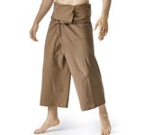 Fianao Pantalones de pescador tailandés Verano Cordón de color sólido Piernas anchas Bolsillos Ropa de hombre Lino Casual Hombres sueltos Pantalone...
