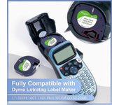 Cinta de papel Dymo Letratag compatible con Fimax 91200 12 mm x 4 m negro sobre blanco, recambio para Dymo Letratag